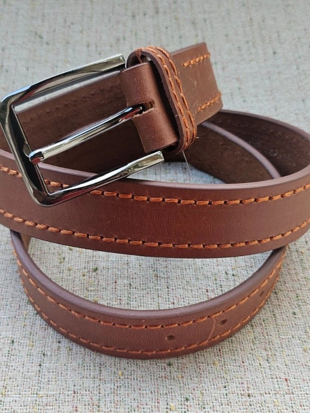Handmade Men Waistband Brown Genuine Leather Pin Buckle Belt Accessories Size 38
